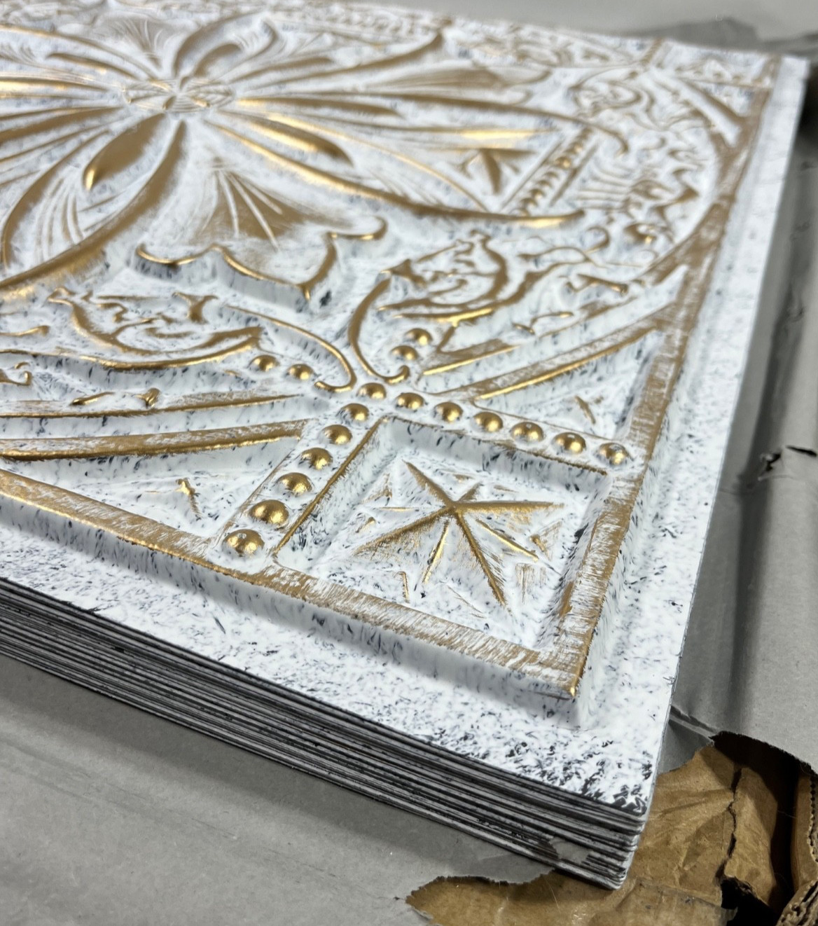DCT10 Milan PVC 2′ x 2′ Lay-in / Glue-up Ceiling Tile 100 sq ft. Aged White Gold