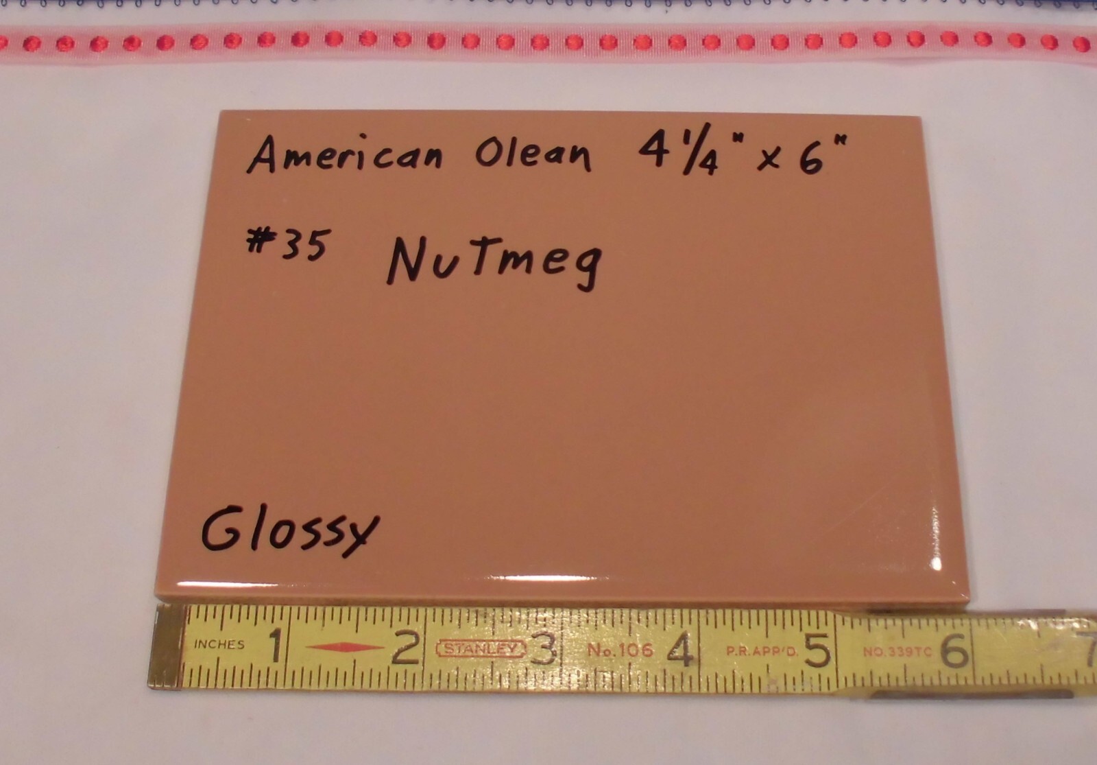 1 pc. *Nutmeg -Brown* Glossy Ceramic Tile #35 by American Olean 4-1/4″ X 6″ NOS