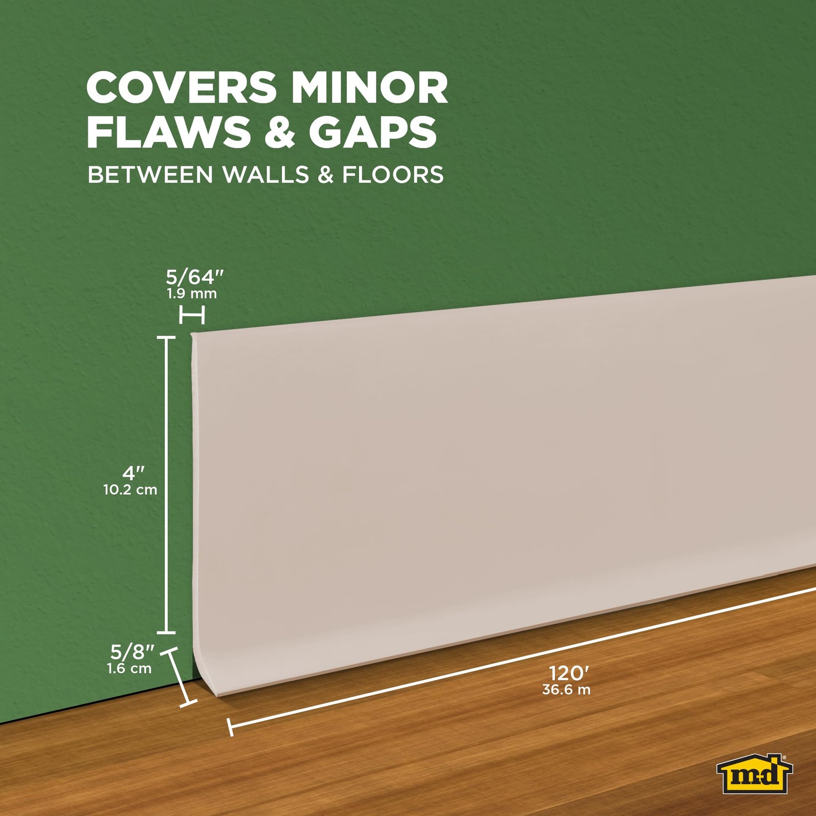 M-D Building Products 4-Inch x 120-Feet Dry Back Vinyl Wall Base, Flexible Dry