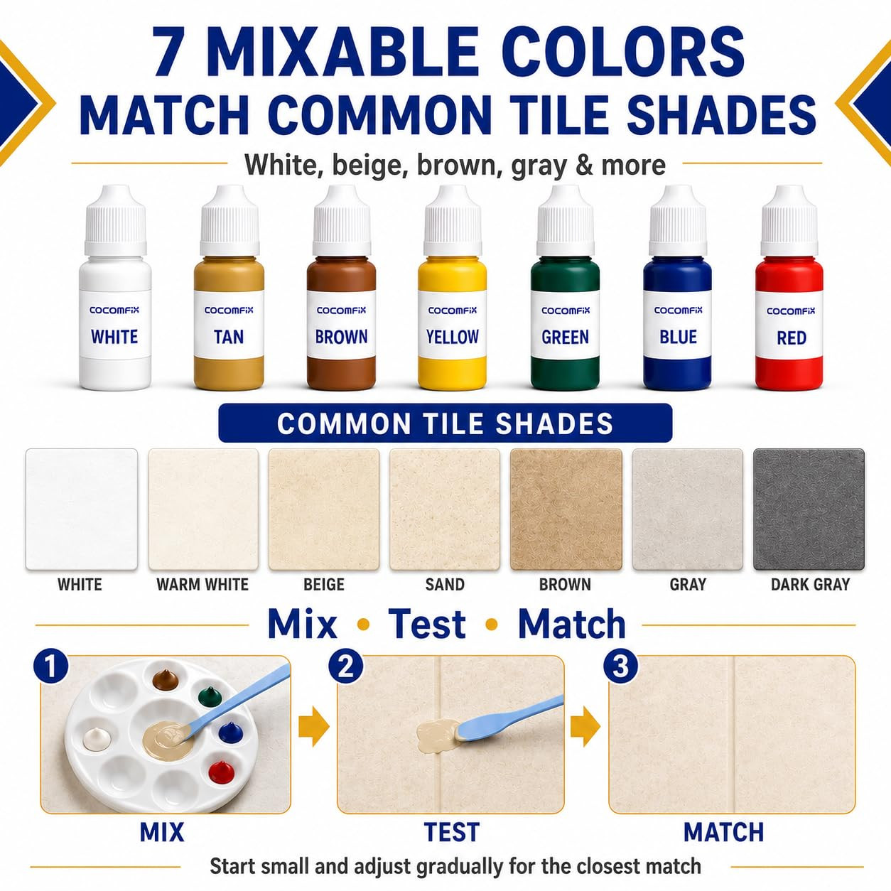 Tile Repair Kit, Ceramic Tile Chips & Cracks Repair Kit(Color Match), Porcelain