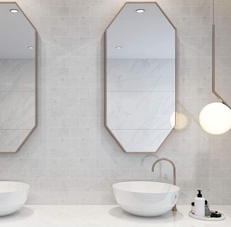 10-Sheets White Italian Bianco Carrara Marble Subway Tile (80 3×6” Pcs Total)