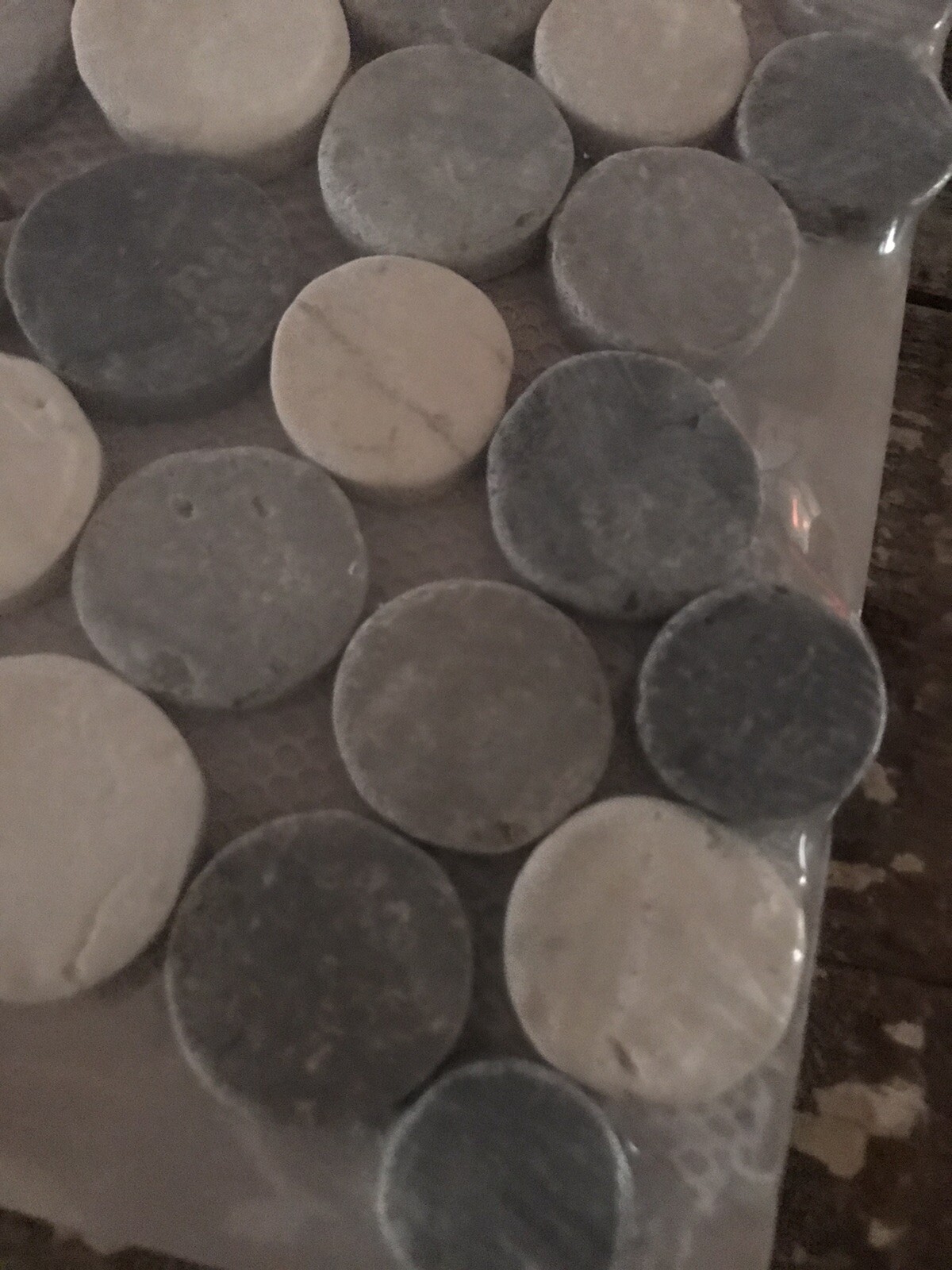 Pebble Stone Tile grey gray 12×12 River Rock Shower Floor Wall niche mosaic new