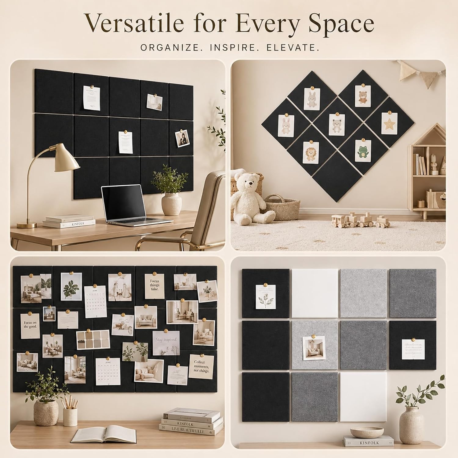 Large Cork Boards Walls 36″ x 24″ Self Adhesive Felt Wall Tiles Ideal Office
