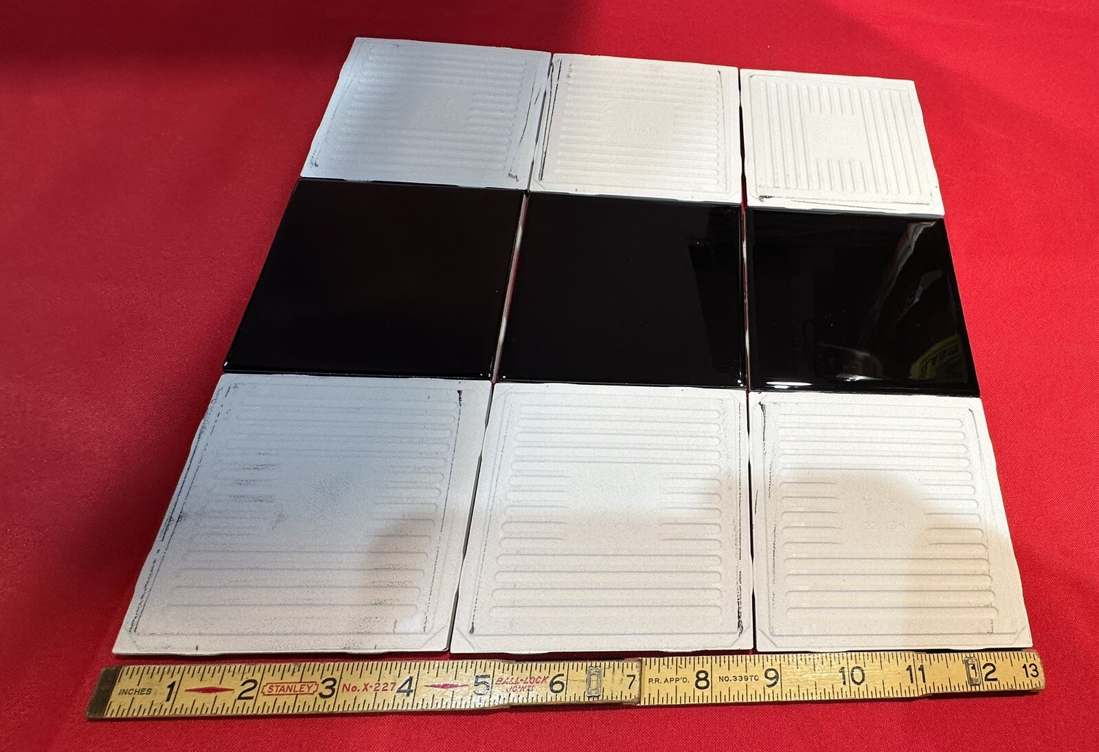 9 pcs. *Glossy Black* 4-1/4″ Ceramic Tiles by American Olean, New Stock, Mirror
