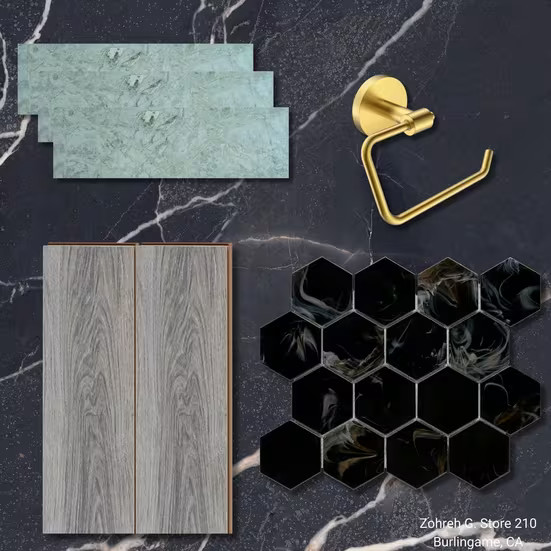 Montage Caviar Hexagon Glass Mosaic Wall Tile, 12×12 Sheet