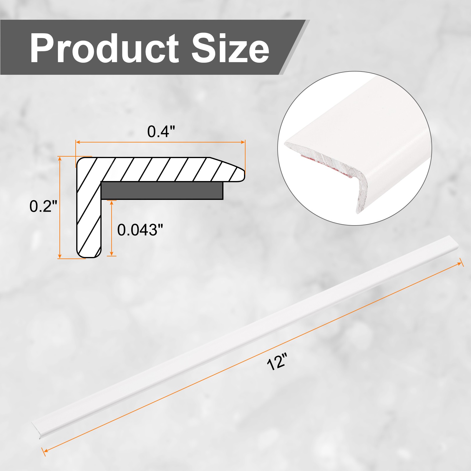 10pcs Tile Edge Trim 12″ x 0.4″ Peel and Stick Aluminum Alloy Trim, Matte White