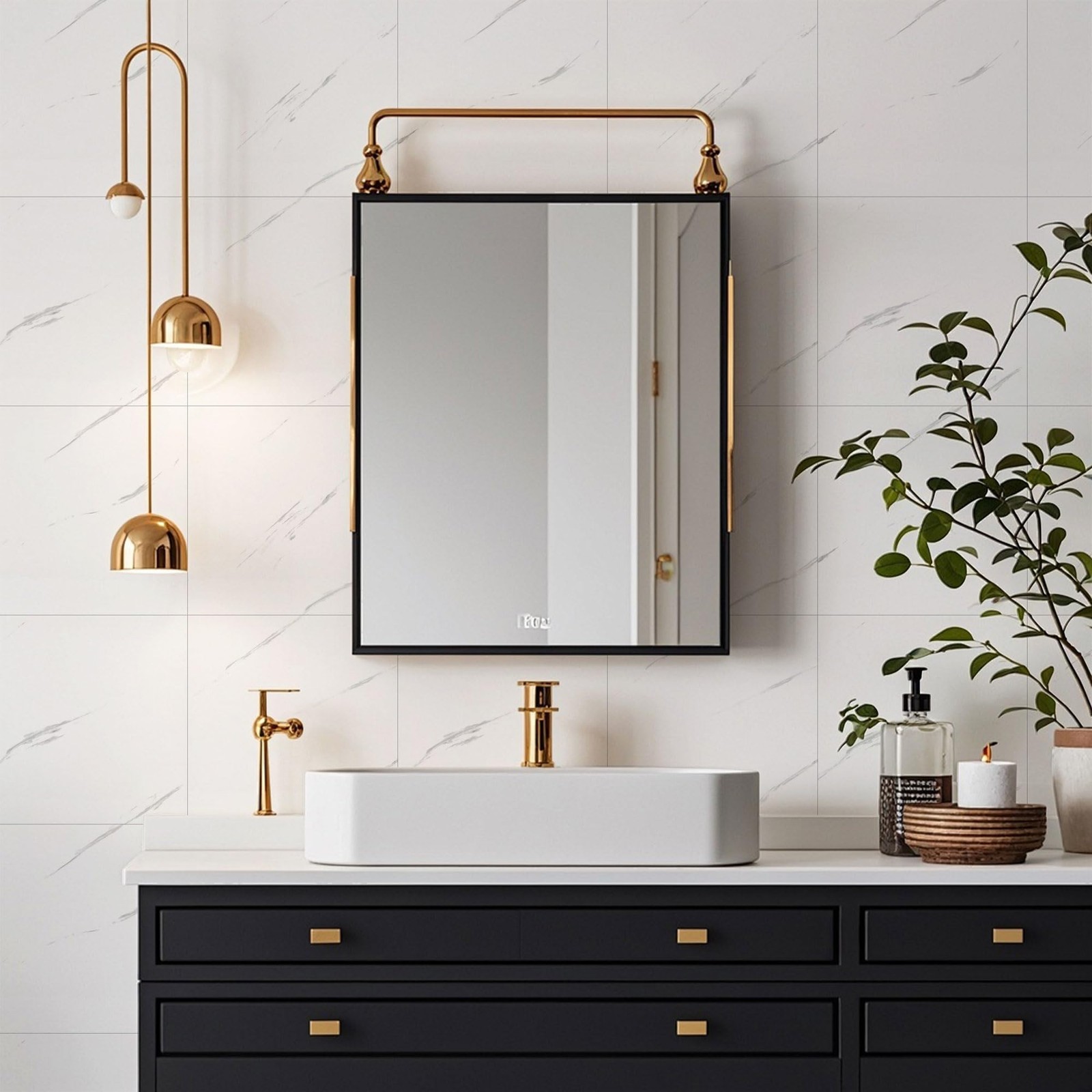 Peel and Stick Tile Shower Waterproof Marble Tiles Wall Panels, 11.8″x11.8″ S…