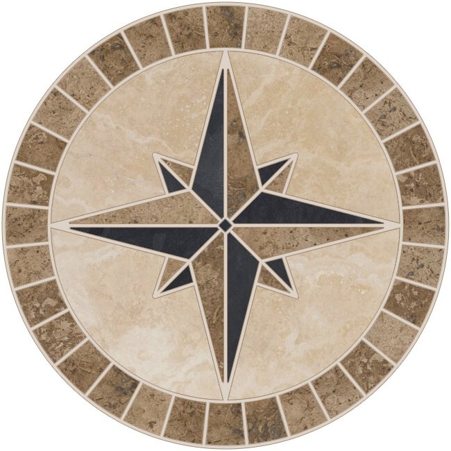Handmade Tile Mosaic Medallion Mariners Compass Travertine Slate – Many Sizes!