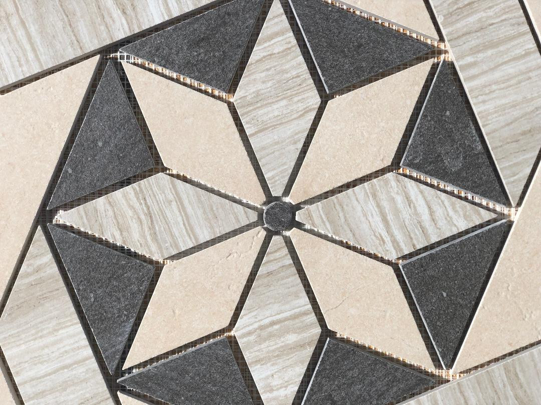 22 1/4″ x 22 1/4″ Porcelain Tile Medallion Accent Mosaic (A4)