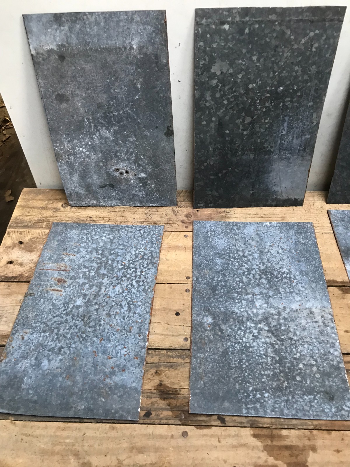 10 Rusty Galvanized Patina Sheet Metal 12″ x 7 1/2 – 8″ Wall Tile Art Garden (E)