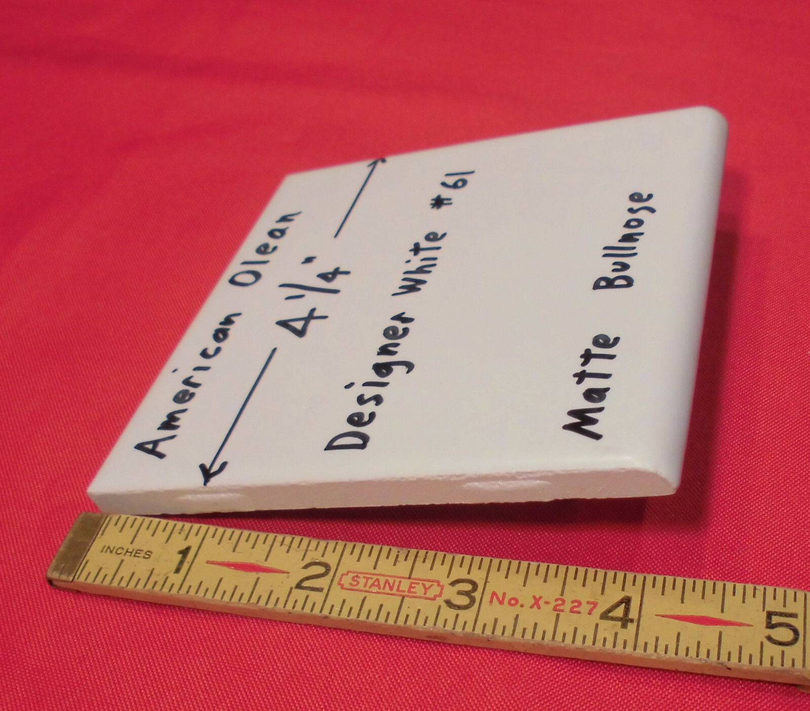 1pc. Designer White #61 Matte Bullnose Ceramic Tile by American Olean 4-1/4″