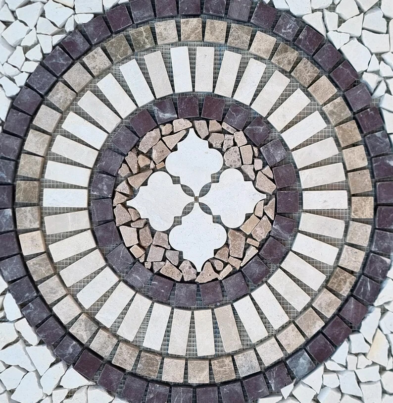 NATURAL STONE MOSAIC | Square Shape Handmade Mosaic | Medallion Mosaic