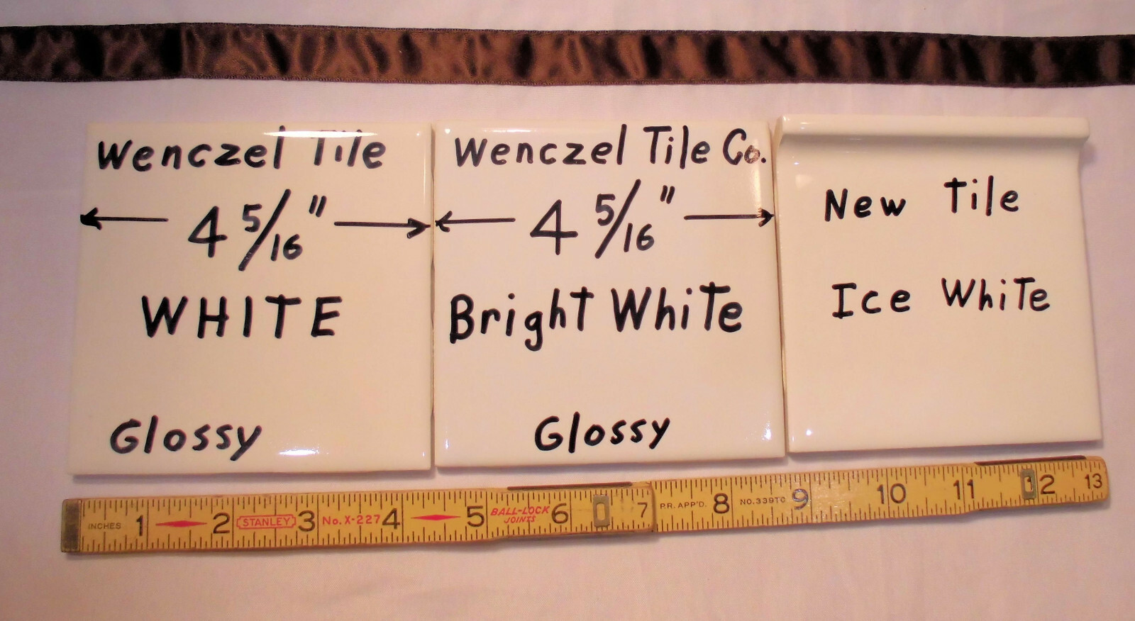 1 pc. Gloss White #300: 4-5/16″ Ceramic Tile by Wenczel Co. made 1960’s -1980’s