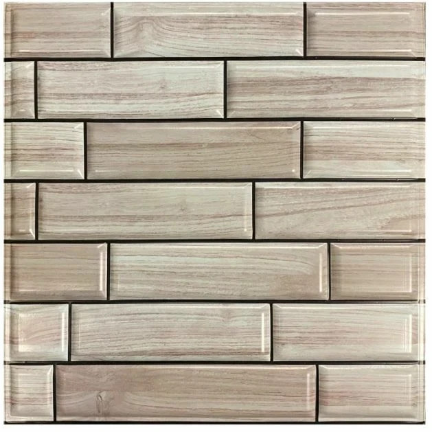 15 pcs – 3D Peel Stick Antique White Gray Wood Grain Wall Tile Lightweight 12 “