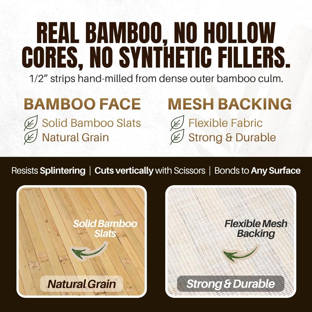 amaZulu Natural Bamboo Wall Panels 4×8 — Caramel Tambor Cladding, Flexible Ac…