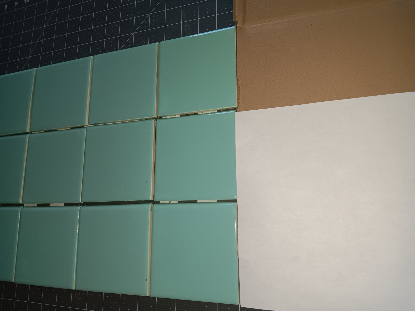 AQUAMARINE 12 pieces DK Vintage Tile Japan New Old Stock 4.25 square BULLNOSE