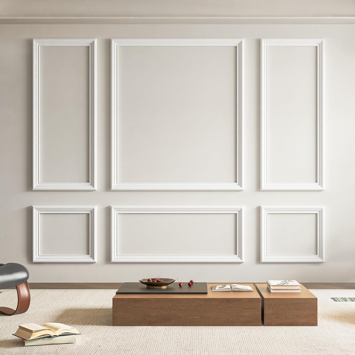 Pre-Cut Wall Molding Set of 6 pcs, Ready-to-Assemble Wainscoting Panels for I…