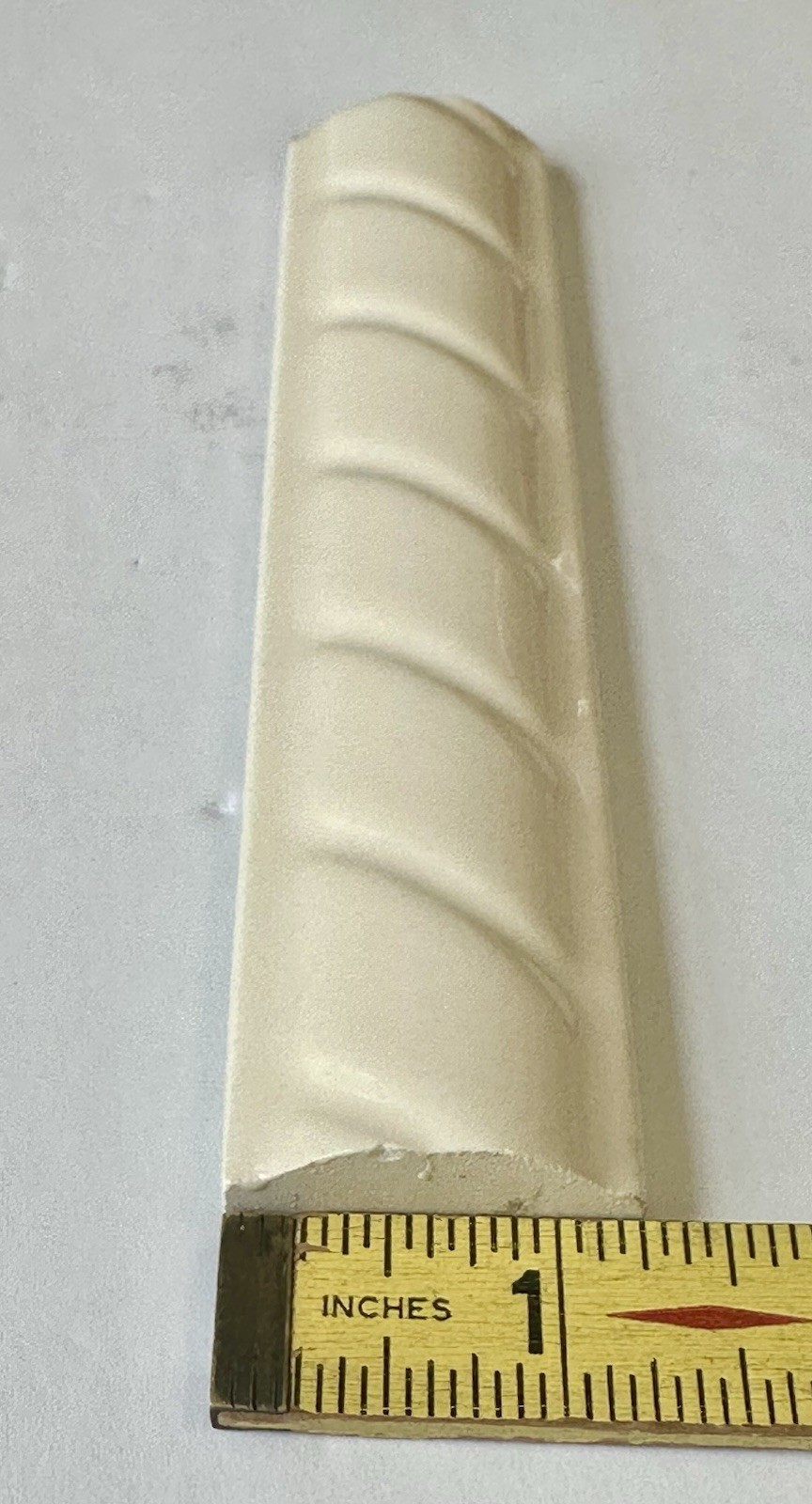 1 pc. Gloss Almond Ceramic Tile: Pencil – Liner – Sizzle: 6″ X 1-1/4″ Rope