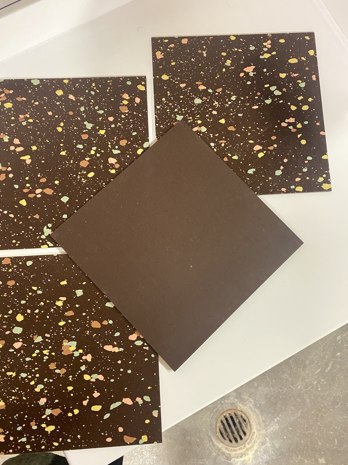 New Old Stock Armstrong Asphalt Tiles Mid Century Brown Terrazzo Pattern