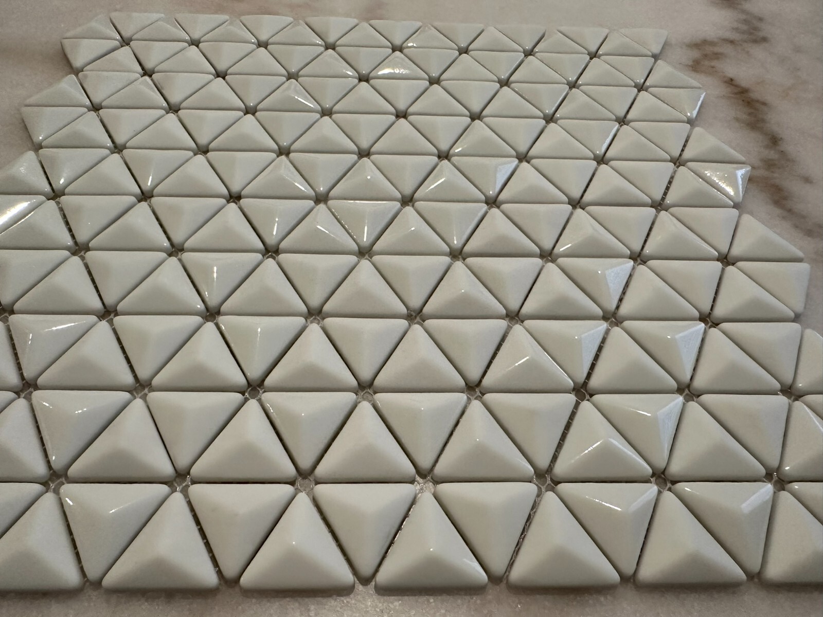 White 3D Triangle Matte and Glossy Mix Glass Mosaic