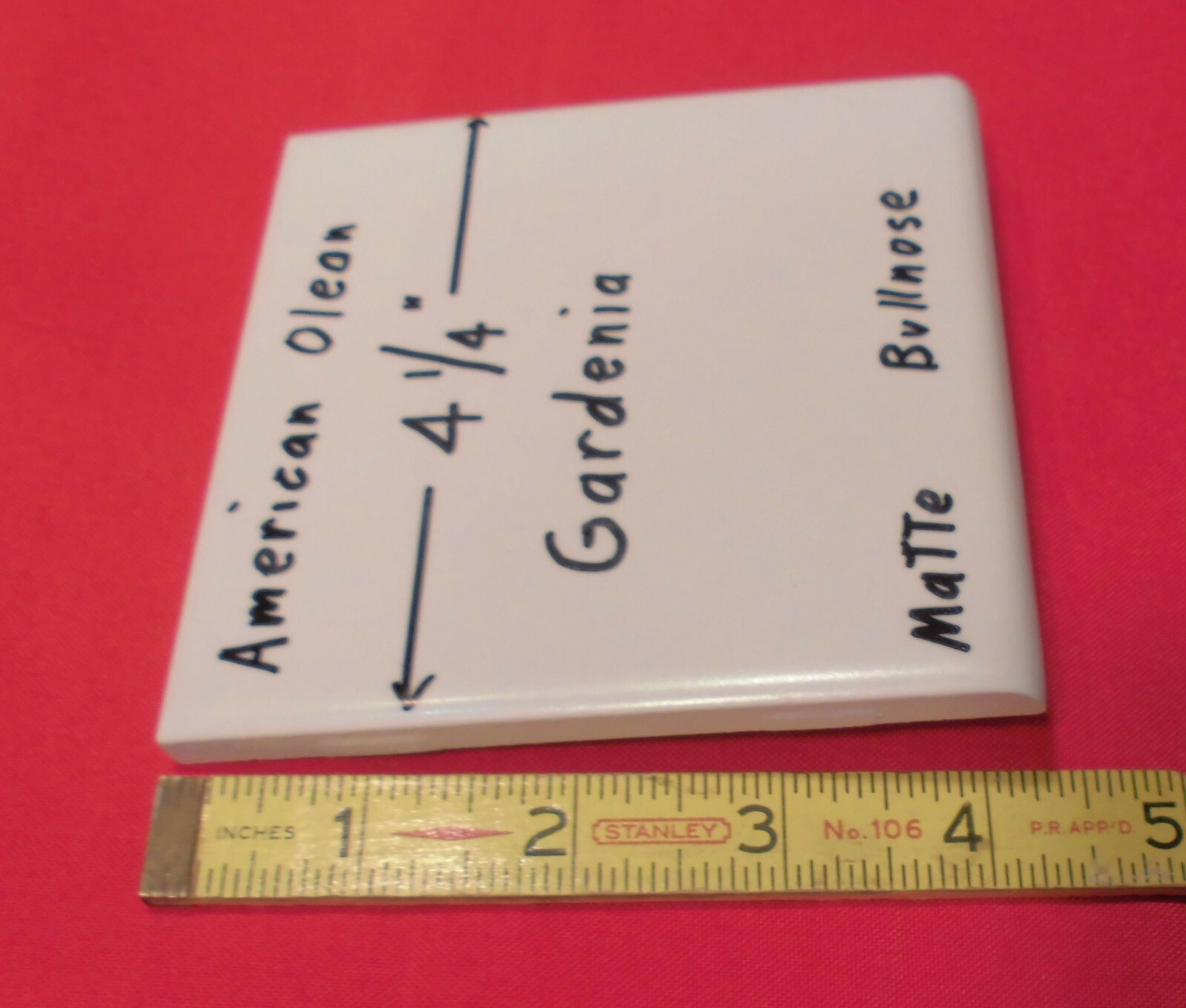 1 pc. Bullnose Ceramic Tile *Off-White – Gardenia* 4-1/4″ by American Olean #97