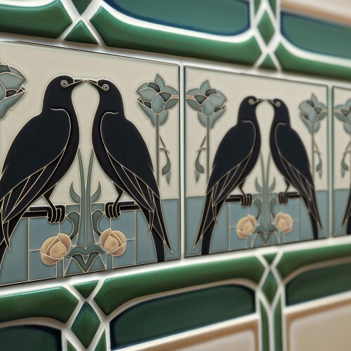 Ceramic Tile Reproduction Art Deco Art Nouveau Vintage Rare Majolica Victorian