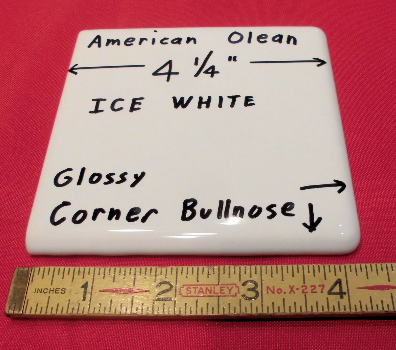 1 pc. *Ice White* Ceramic Tile Corner Bullnose by American Olean 4-1/4″ New