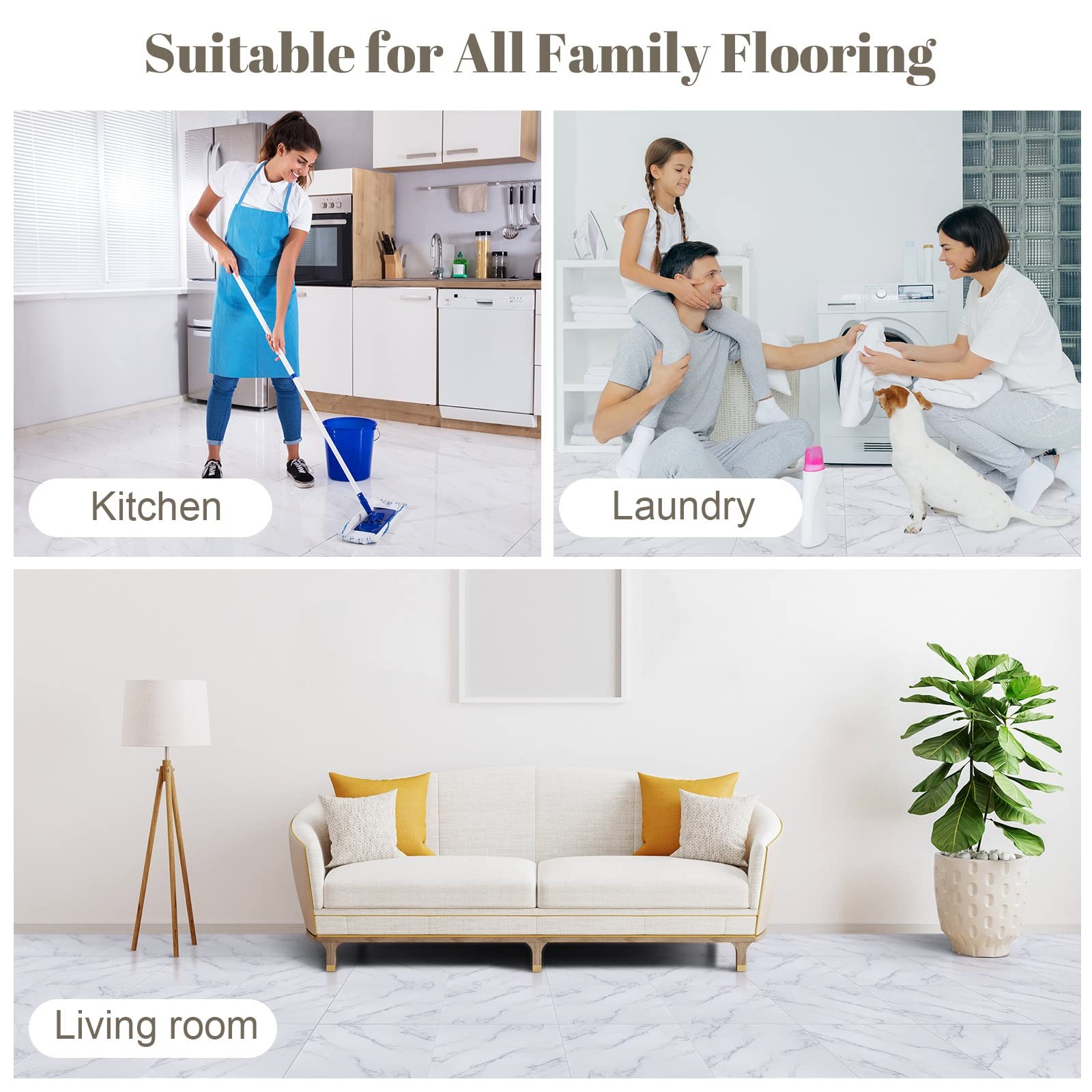 48 Pieces Peel and Stick Floor Tiles Vinyl Flooring 12 x 12 Inch Stick on Flo…