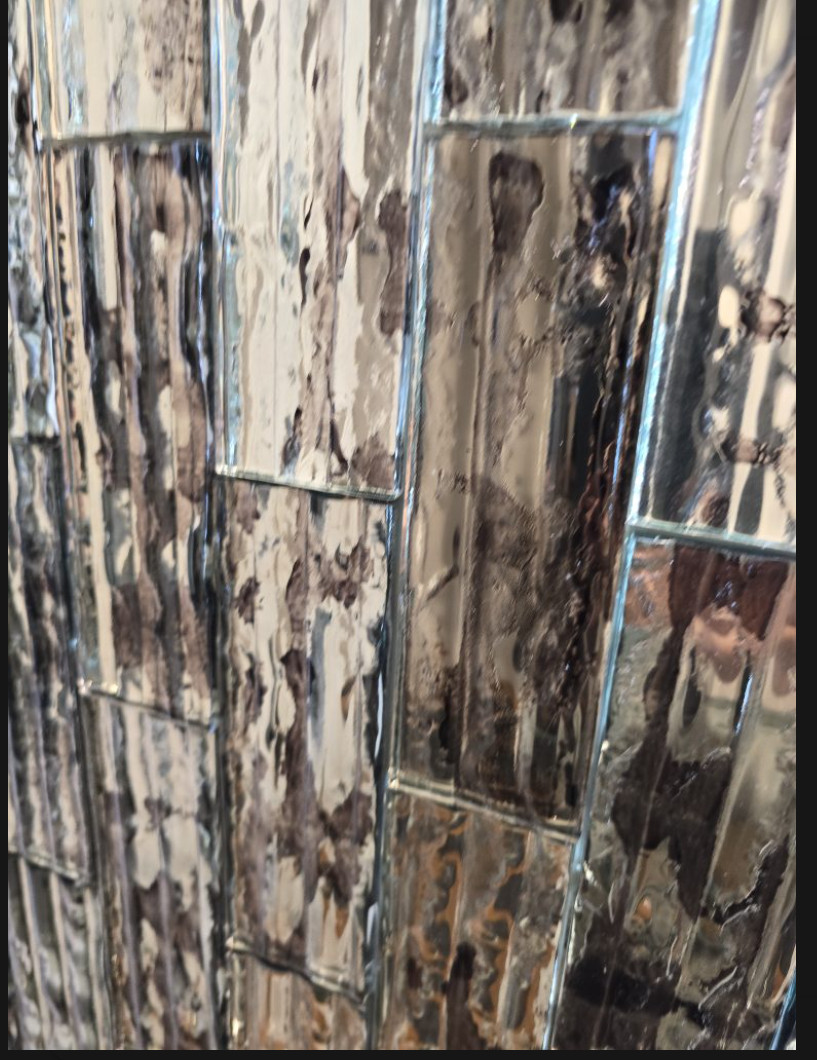 3 Sheets Droplettes Fog Shadow 2×6 Rippled Glossy Glass Tiles