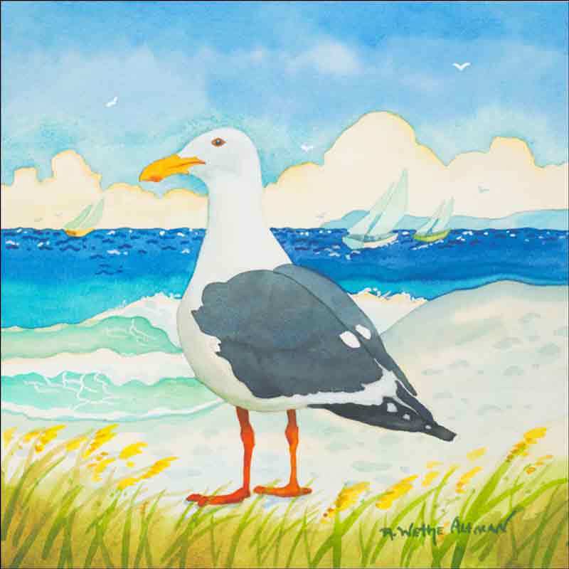 Seagull Bird Accent & Decor Tile Robin Wethe Altman Coastal Art RWA010AT