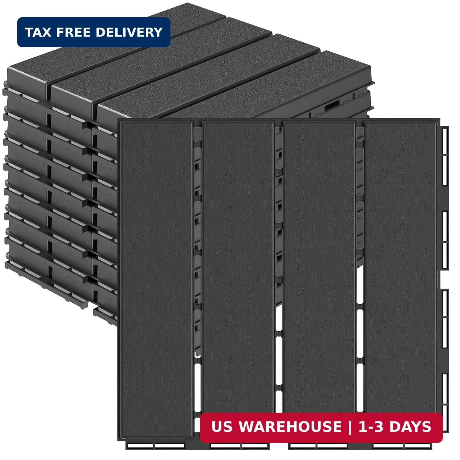 Goovilla Plastic Interlocking Deck Tiles, 9 Pack , 12″x12″ Waterproof Outdoor Fl