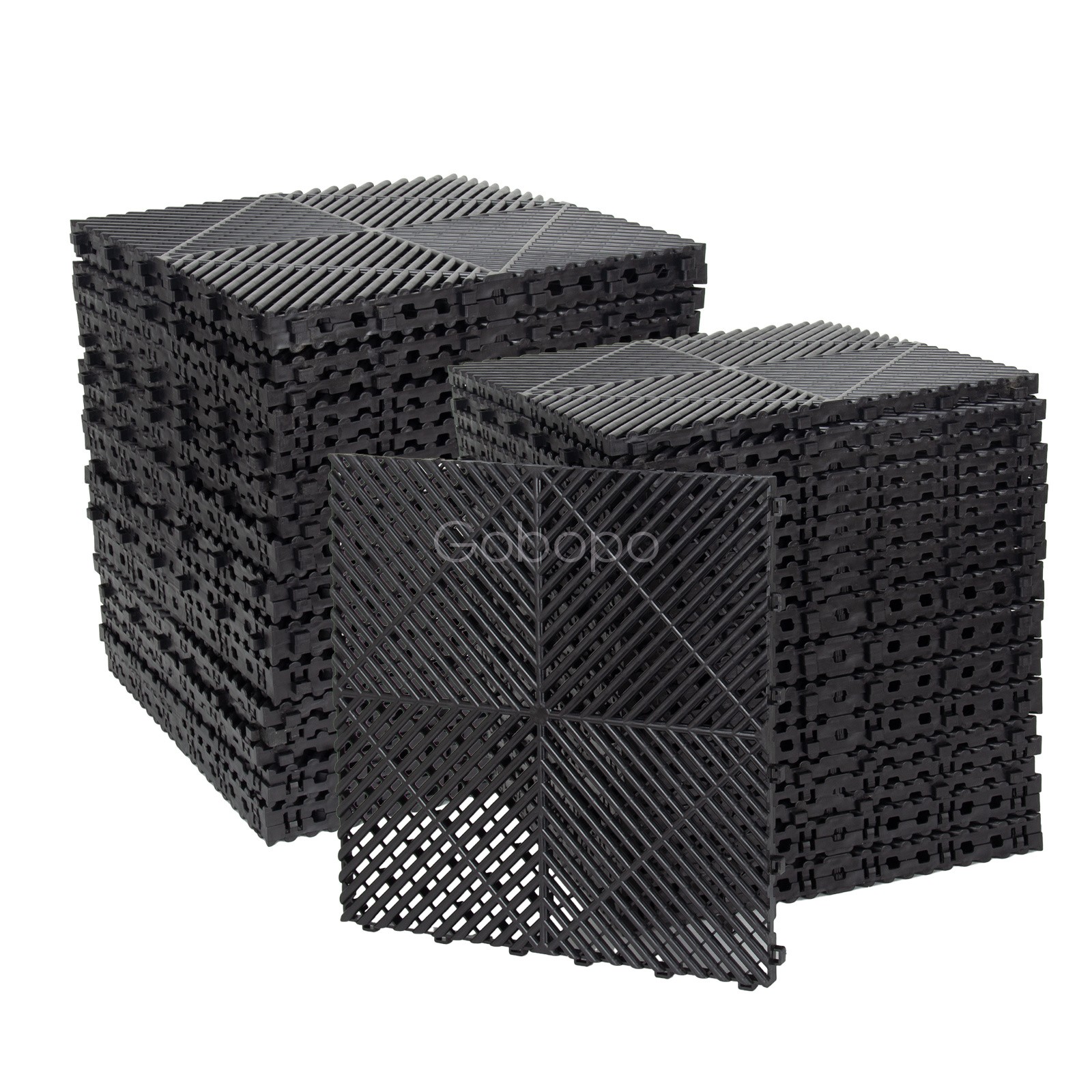 50pcs Black Garage Floor Tile 15.75*15.75″ Interlocking Garage Flooring Mats