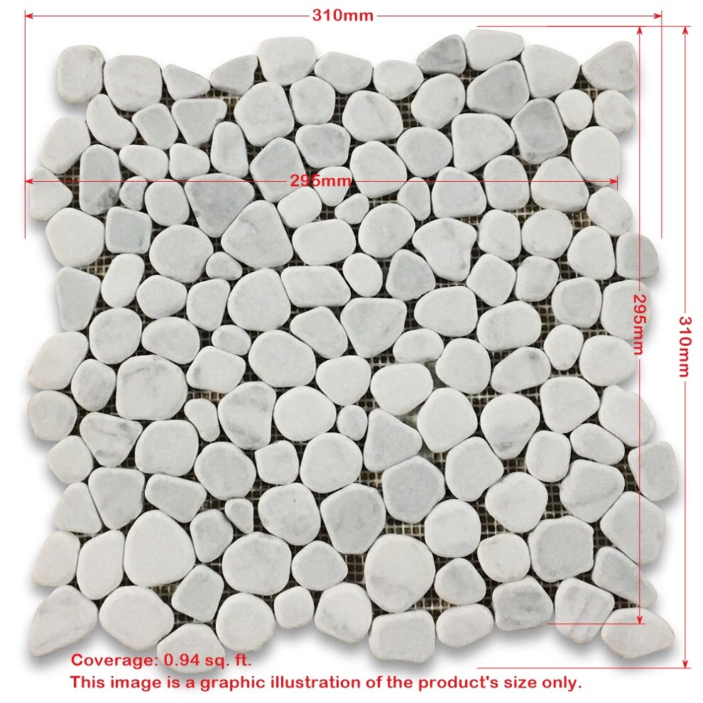 T98T Tumbled Thassos White Marble Pebble Stone Non Slip Shower Floor Tile