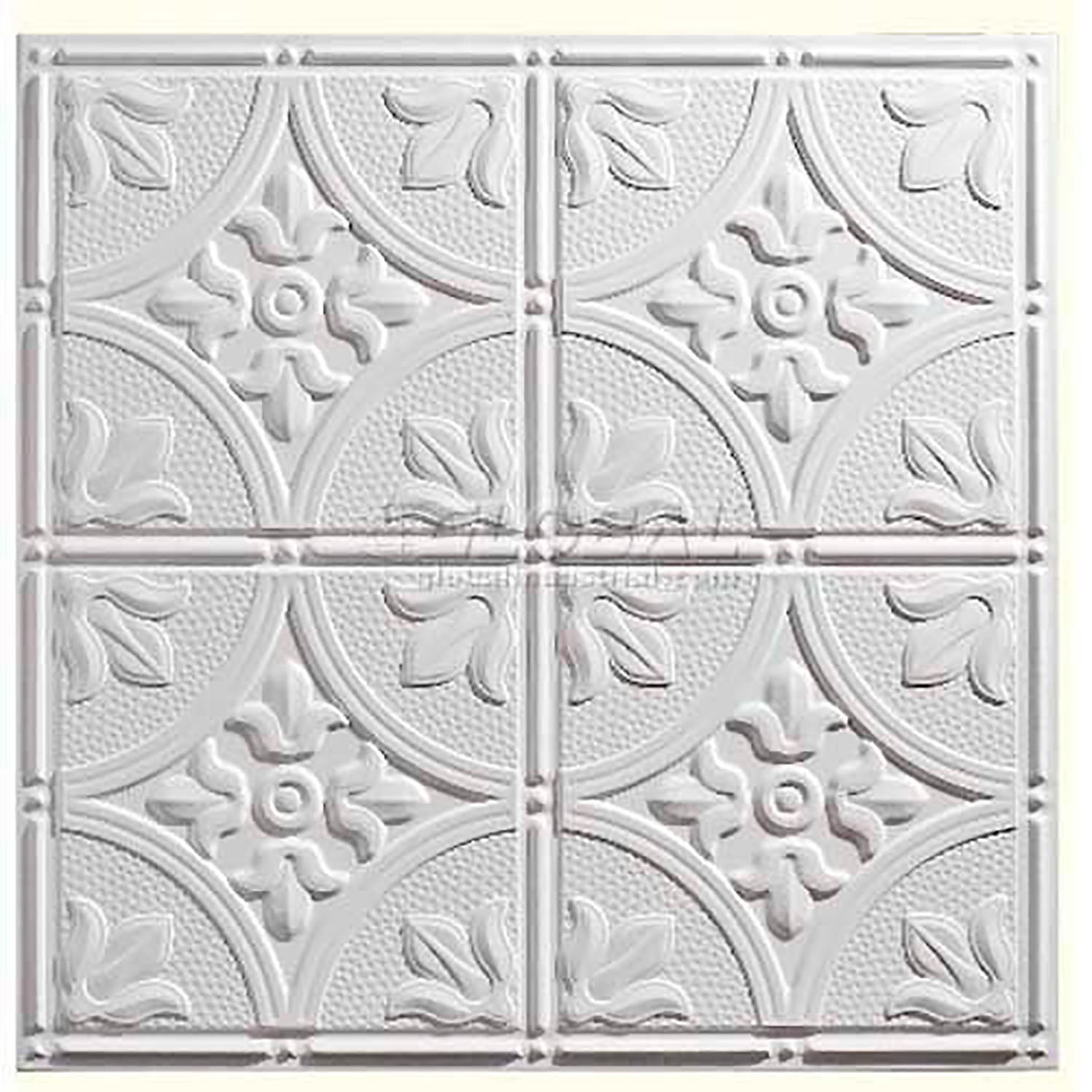 Genesis Designer Antique PVC Ceiling Tile Waterproof Washable 2’L X 2’W White