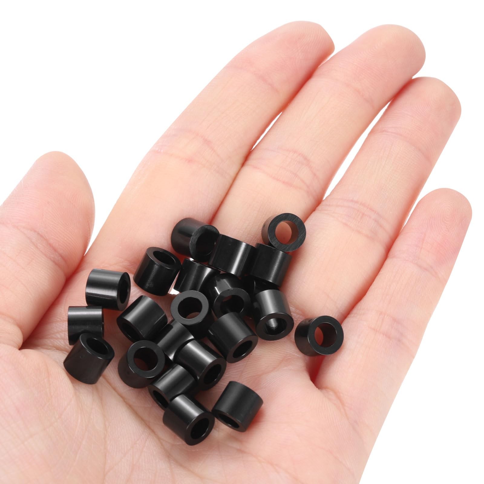 uxcell 100pcs Nylon Round Spacers 4mm ID, 7mm OD, 6mm Height, balck