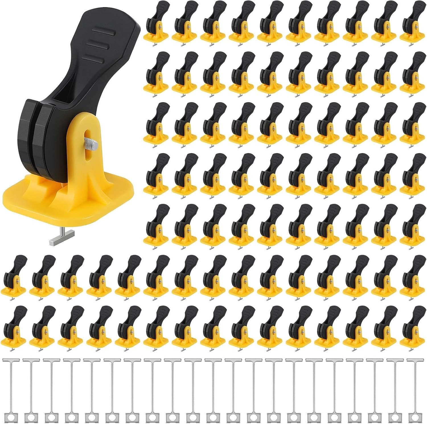 Tile Leveling System Kit 200 Reusable Tile Spacers + 200 1/16” Replaceable Spar