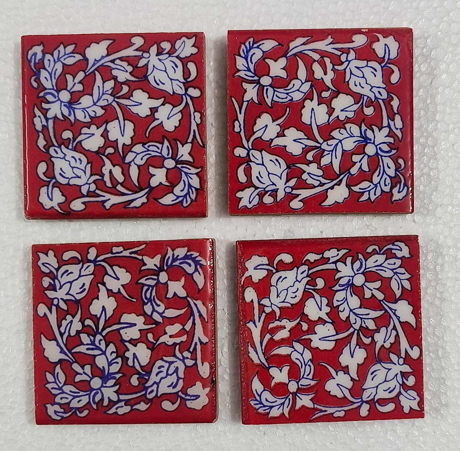 Interior Exterior Flooring Wall Ceramic Tile Mural Mosaic Red Set of 28 Pcs.
