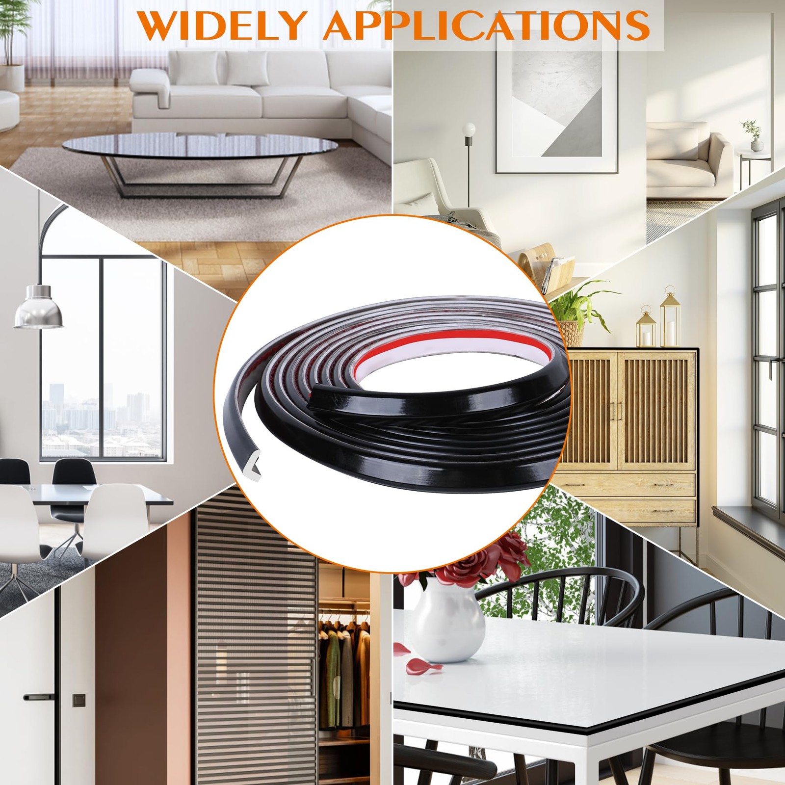 Tile Edge Trim 20Ft L-Shape Tile Outside Corner Molding Vinyl Trim 20Ft(Black)
