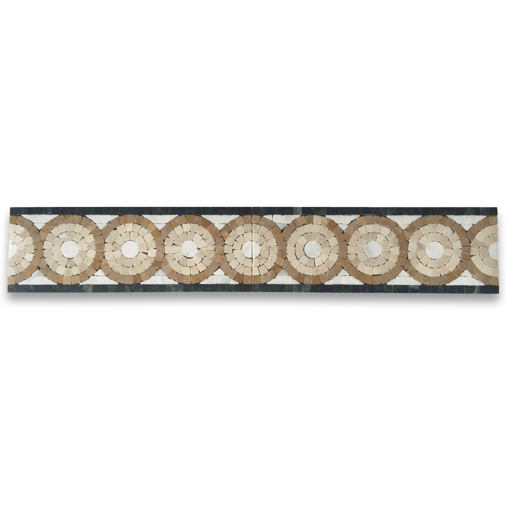 B0084P Marble Mosaic Border Accent Listello Tile Aura Gold 4×11 Polished