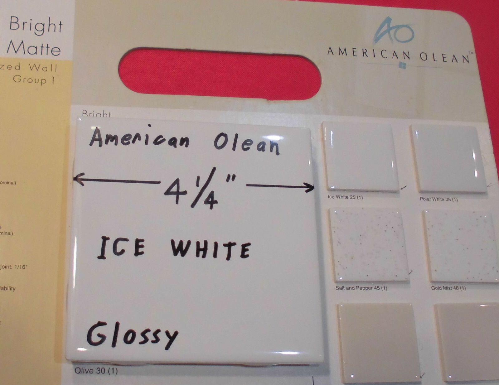12 pcs. Glossy *Ice White* Ceramic Tiles by American Olean…4-1/4″ Brightest