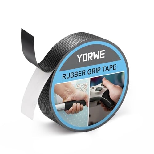 Yorwe Rubber Grip Tape, Ultra-Thin Strong Adhesive Anti-Slip 1In x 10Ft Black