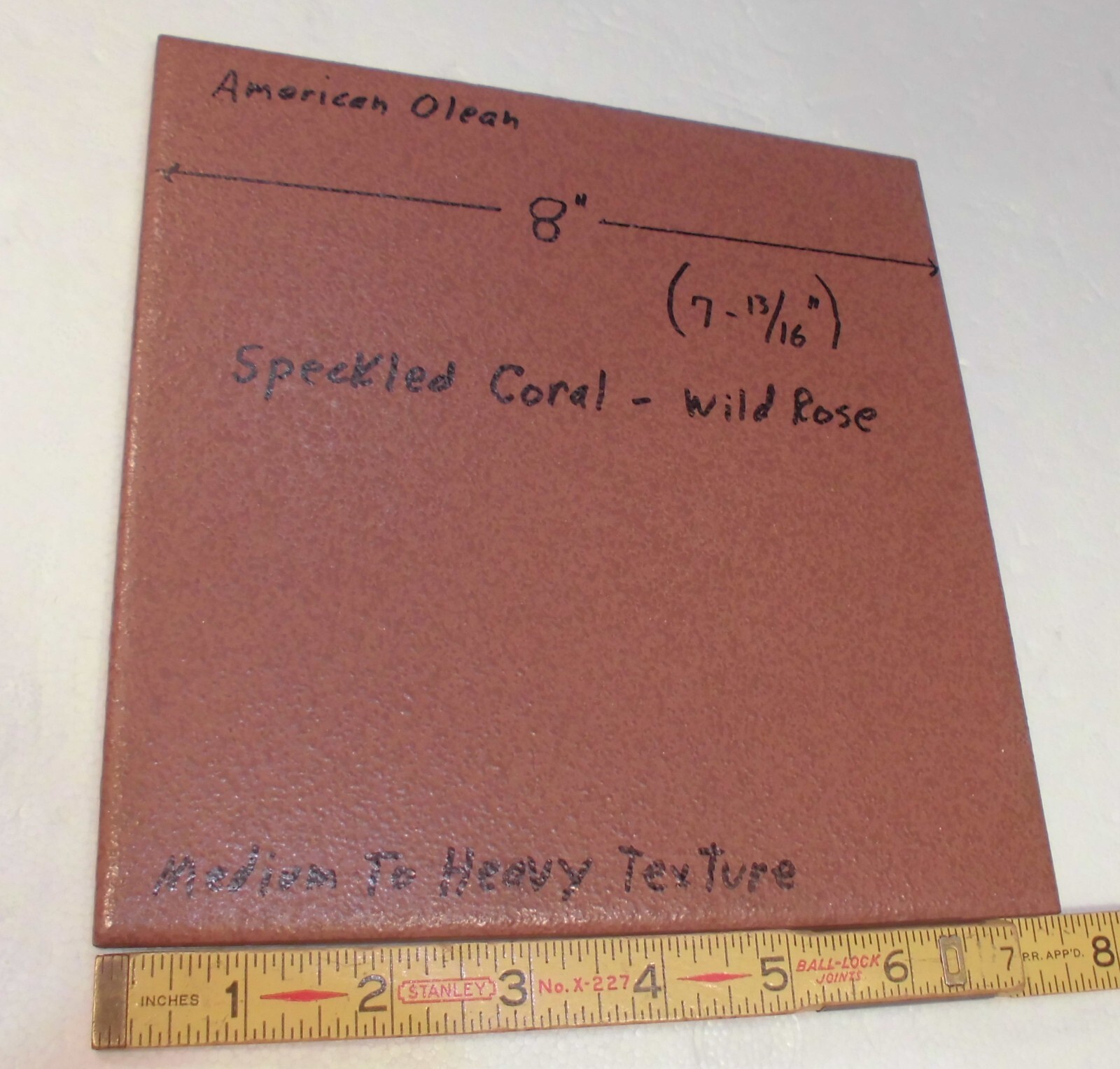 1 pc. Maroon-Wild Rose: 8″ Ceramic Floor Tile by American Olean, Speckled, New