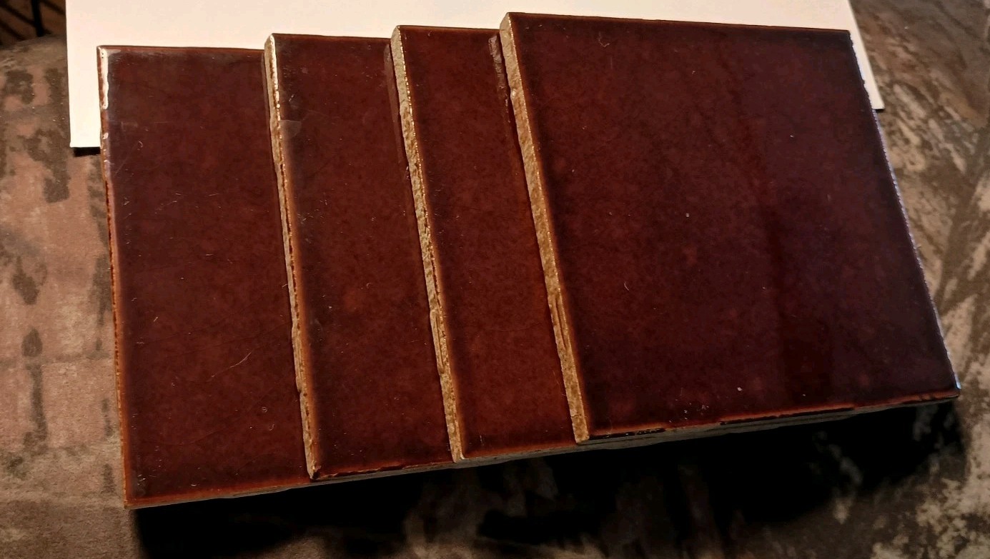 Vtg Oxblood Burgundy 1950s Tile Gardens California 4¼” Square High Sheen Gloss 4