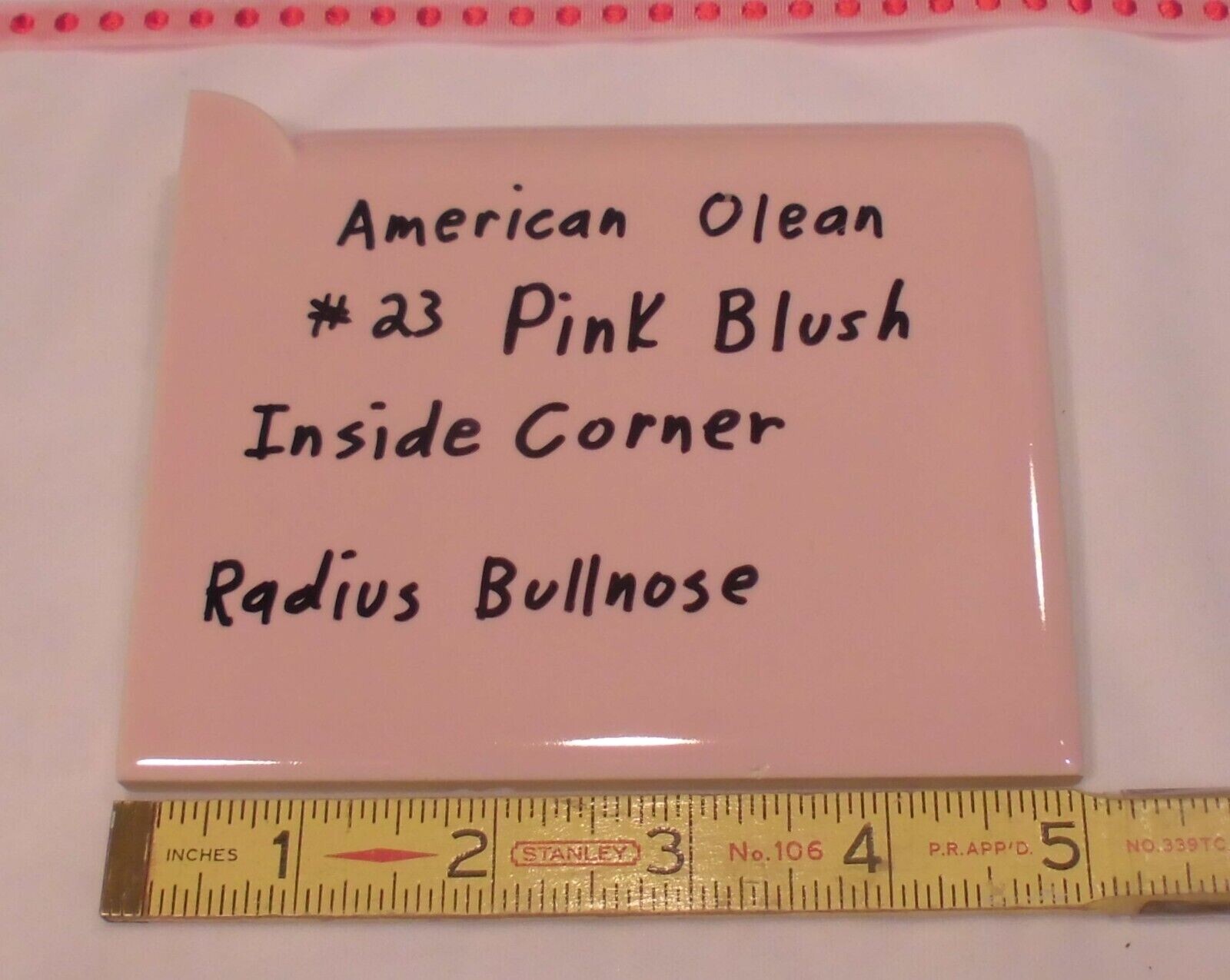 Pink Blush: Radius Bullnose Inside Ceramic Tile 4-1/4″ American Olean, AKR-4402