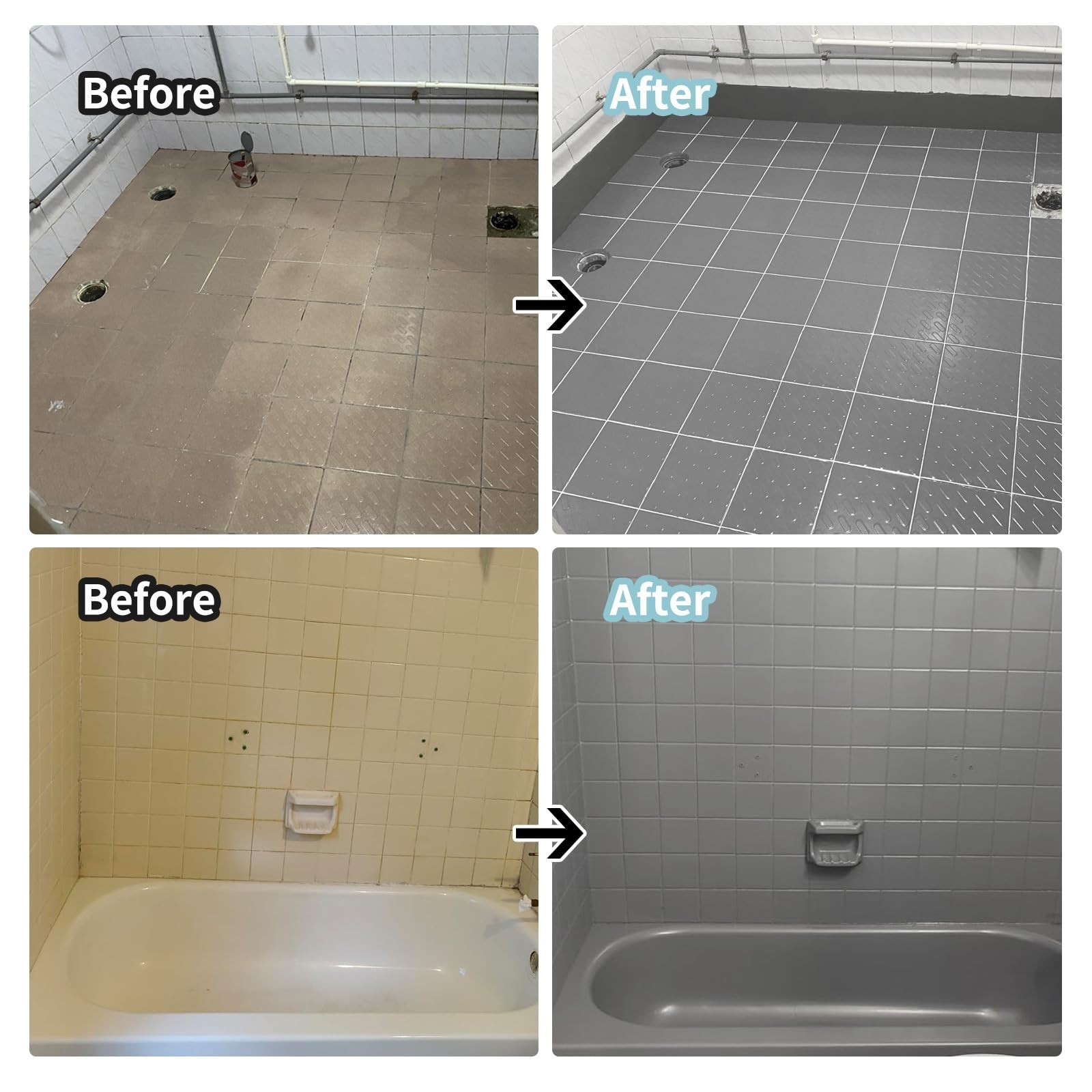 Tub & Tile Refinishing Kit – Bathtub/Bathroom Tile/Countertop Paint, Waterproof