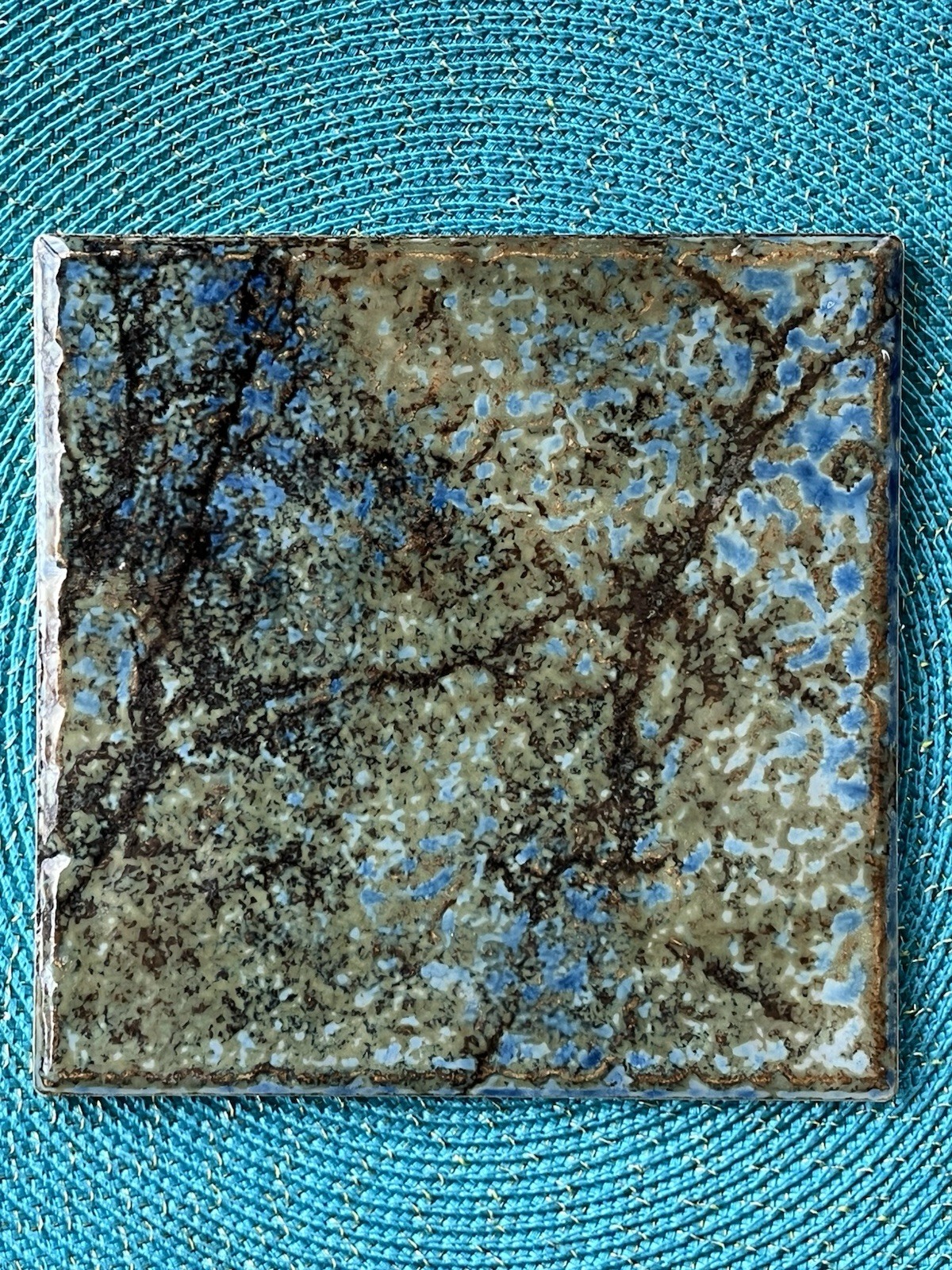 1 Ceramic Stone Pool Tile Blues & Browns 6×6 Glossy Finish