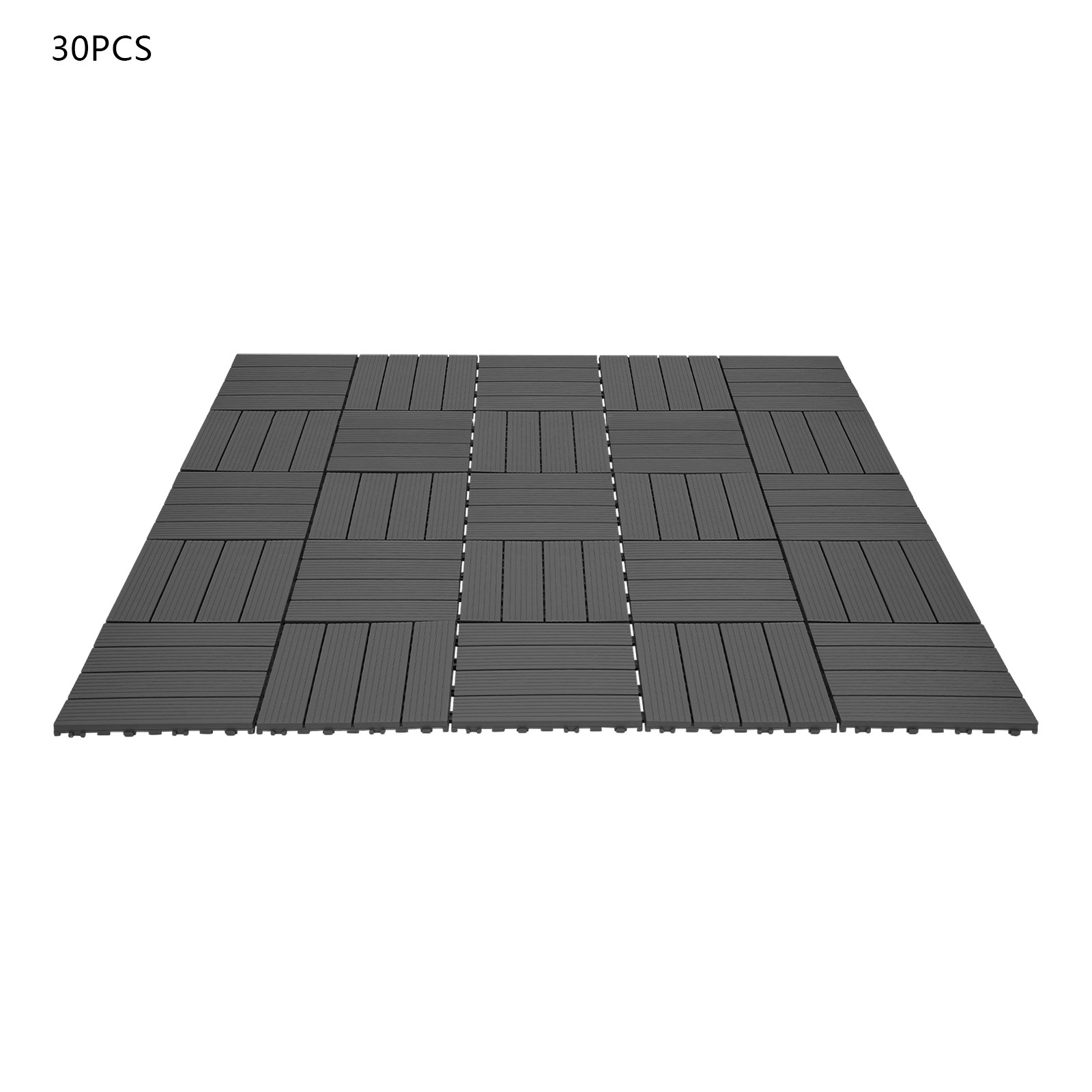 30pcs Deck Patio Tile Interlocking Plastic Flooring Pavers 11.81*11.81*0.79in