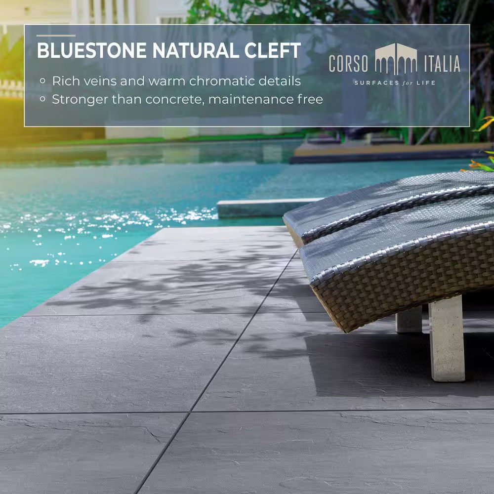 Bluestone Natural Cleft 24 In. X 24 In. X 0.75 In. Stone Look Porcelain Paver