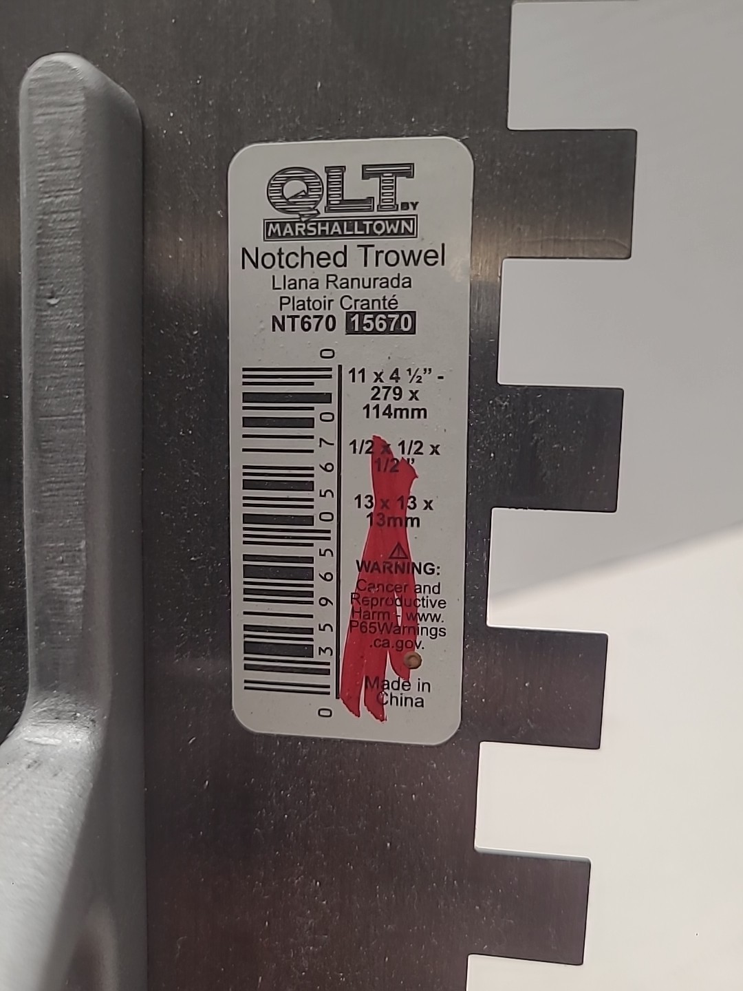 NEW QLT By Marshalltown 1/2 In. Square Notched Trowel w/Soft Grip Model: 15670