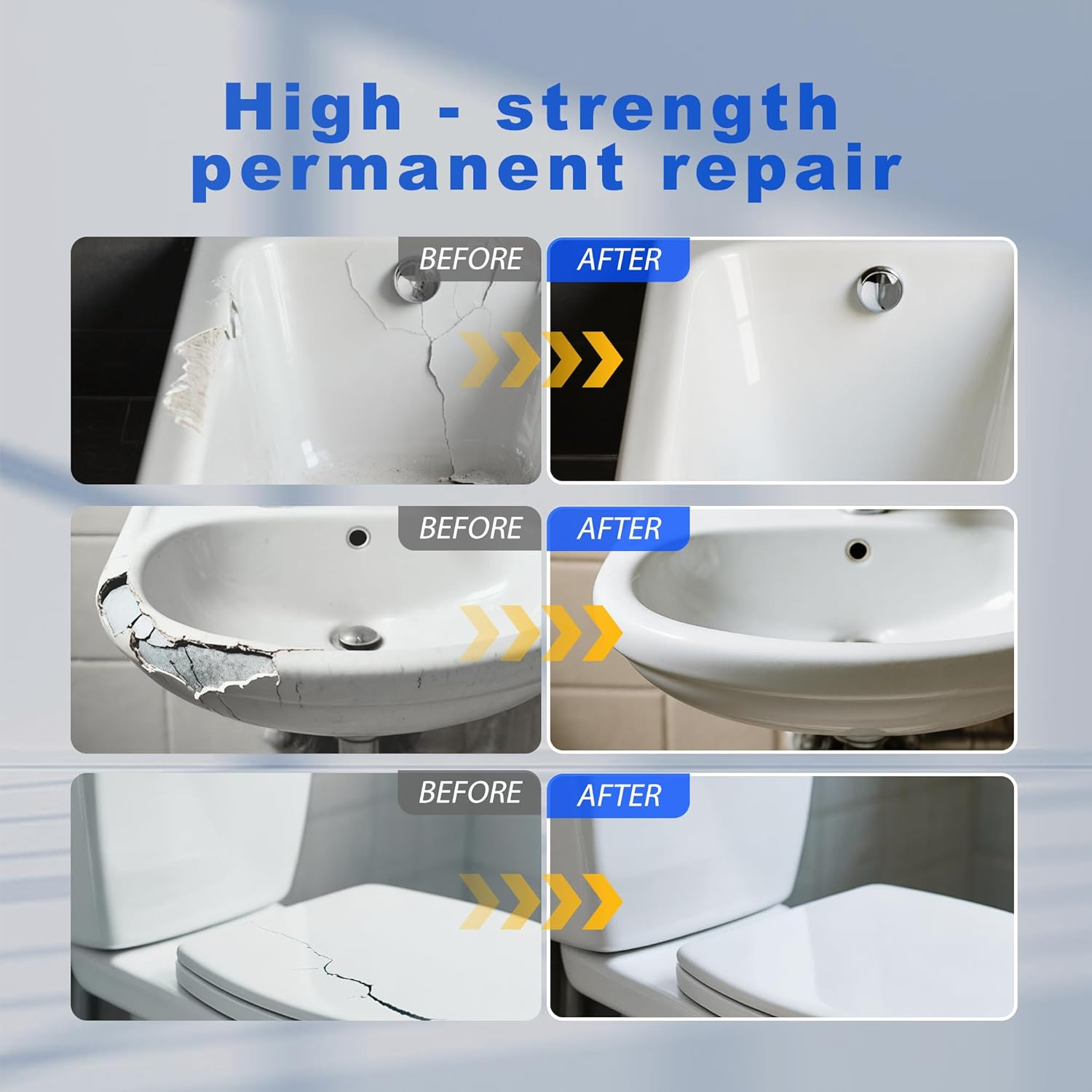Professional White Bathtub Repair Kit – Permanent Fix for Chips, Cracks & Hol…